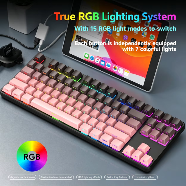 New Arrival TKL Mechanical Tri-mode Gaming Keyboard 15 RGB Backlit Hot Swappable 2000Hz Polling Rate