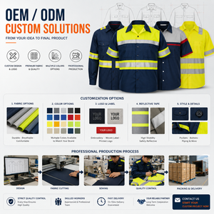 Custom Work <b>Shirt</b> Men's <b>Hi</b> <b>Vis</b> Reflective Safety <b>Shirt</b> Short Sleeve Workwear Custom Logo Private Label OEM ODM Manufacturer - Product Image 3