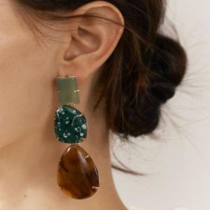 Orecchini Pendenti ZA in Resina Geometrica Esagerata Multistrato in Metallo <span class=keywords><strong>Accessori</strong></span> <span class=keywords><strong>Moda</strong></span> Semplici a Goccia - Product Image 1