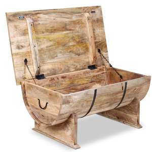 Table basse de style traîneau en bois massif traditionnel Vintage de haute qualité meubles en fer vieilli de stockage réglable pour salon - Product Image 2