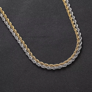Chaîne de 4 mm, bijoux hip-hop, collier tendance pour homme en acier inoxydable, chaîne plaquée or, collier polyvalent Tanjing Fashion Lijing - Product Image 3