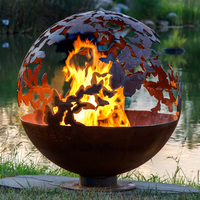 Globe décoratif foyer jardin arrière-cour brûleur à bois Design personnalisé extérieur Corten acier sphère de feu