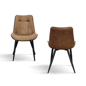 Juego de 4 Sillas de Oficina de Cuero Ecológico Color Camel con Base de Metal para Interiores - Product Image 2