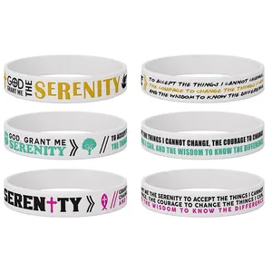 Braccialetto motivazionale che dice bracciale con logo in gomma di silicone bianco a buon mercato personalizzato