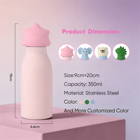 Gobelet pour enfants en acier inoxydable ODM 350 ml avec dessin d'animal sur le dessus et isolation sous vide, revêtement durable