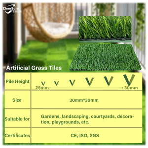 Dalles de gazon artificiel emboîtables 300x300mm, terrasse en gazon facile à poser soi-même pour balcon, patio, sol vert instantané - Product Image 3
