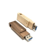 Clé USB rotative en bois de noyer de type C, 32 Go, USB 3.0, clé USB en bois de bambou, 64 Go, vente en gros