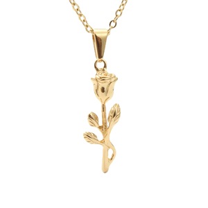 Yunnique – collier avec pendentif fleur rose, en alliage de Zinc, bijoux cadeau unisexe - Product Image 1