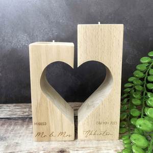 Wood Square Handmade Laser Engraved <b>Candle</b> Stand Set <b>Wedding</b> Anniversary Gift <b>Personalised</b> Custom Text Tea Light Holder - Product Image 6