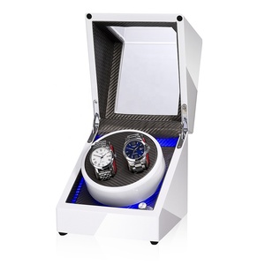 2 Slot Hoge Luxe Glossy Zwart Hout Geschenkdoos Automatische Horloge Winders Motor