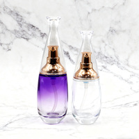 Ensemble de flacons en verre pour cosmétiques de luxe à dégradé violet de 40 ml, 60 ml, 100 ml, 120 ml, pots à crème de 30 g, 50 g pour lotion et crème