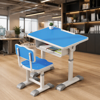 Fournisseur mondial : Ensemble bureau et chaise d'étude pour étudiant, hauteur réglable, plateau imitation bois, avec rangement, pour salle de classe, maison et école