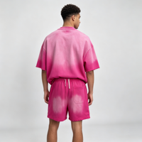 Ensembles T-shirt et Short Oversize Personnalisés pour Hommes, Effet Vieilli et Délavé à l'Acide, Style Streetwear, Vente en Gros
