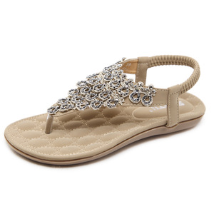 Nouvelles sandales d'été 2026 brodées à la main avec strass, style bohème, grandes tailles, tongs plates, doublure en <span class=keywords><strong>cuir</strong></span>, vente en gros - Product Image 6