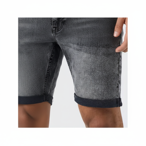 Pantalones cortos vaqueros ajustados de buena calidad, venta al por mayor, pantalones cortos vaqueros de cintura media con cierre elástico, bolsillo con cordón, nuevo estilo - Product Image 1