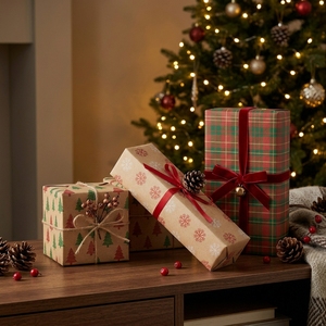 Custom <b>Christmas</b> <b>Kraft</b> Gift <b>Wrapping</b> <b>Paper</b> Sheet 100GSM Eco-Friendly Double-Sided Digital Printing - Product Image 2