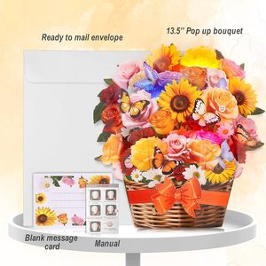 Kağıt 3D Pop up ayçiçeği buket tebrik kartları ışık müzik doğum günü yıldönümü günü kartı iyi hediyeler onun için - Product Image 6