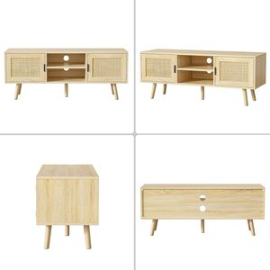 Mobile TV in Rattan May Home per TV fino a 55'', Centro Intrattenimento Moderno con 2 Ante e 2 Ripiani Aperti - Product Image 2