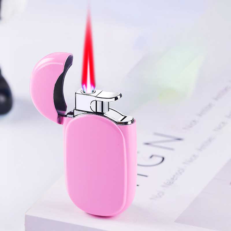 candy cigarette lighter Ultra-thin Mini Candy Shape Inflatable Lighter Metal Windproof Lighter Red  Flame