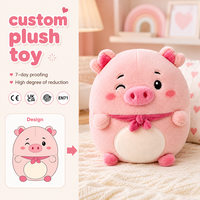 Fábrica OEM ODM, Peluche Personalizado, Juguete de Peluche Bordado de Cerdito Rosa, Peluches Coleccionables, Peluche Personalizado