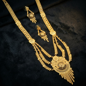 ขายส่งสร้อยคอทองคำ 14K18K24K ลายดอกไม้แบบรานี ฮาร์ ดีไซน์ดั้งเดิม ชุดเครื่องประดับแฟชั่นทองเหลือง - Product Image 3