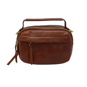 Women's Mini Leather Crossbody <b>Bag</b> Horizontal Square Zipper Closure Vintage Style Coffee Brown All Seasons Everyday Use - Product Image 5