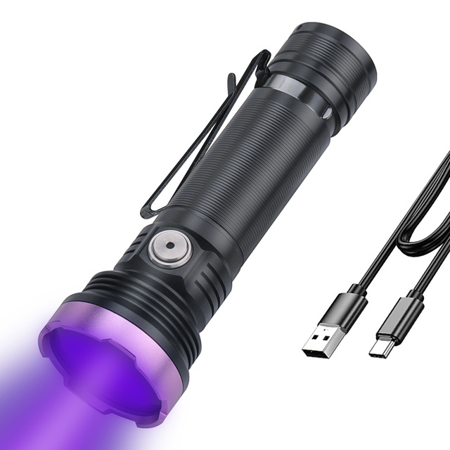 365nm Ultra Violet Torch Lanterna 18650 Battery Powered Portable Black Lights Detector for Check Money UV Led Flashlight