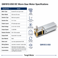 GM1812-050 6V 12V Motor DC Mini Worm Gear dengan Gearbox Logam Sudut Kanan untuk Aktuator & Robot Mini