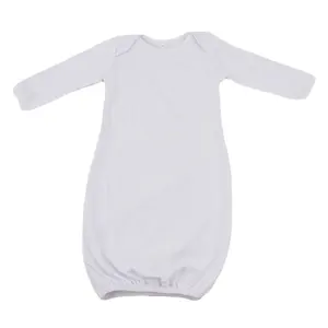 Groothandel Baby Kleding Unisex Katoenen Baby Slapen Nachtjapon Lange Mouw Witte Lege Baby Gown