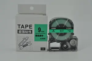 Siyah yeşil 9mm * 8m AC9GW uyumlu KingJim etiket bant kaset/yazıcı şerit