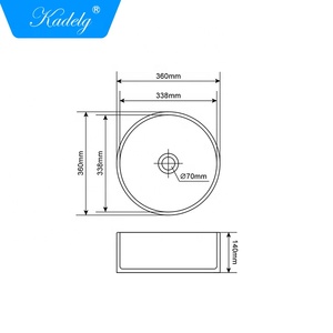 Évier de salle de bain moderne rond en granit noir avec plateau, facile à nettoyer - Product Image 6