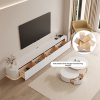 Meuble TV moderne et minimaliste en bois massif, design laqué crème, meuble de rangement haut pour appartements et salons