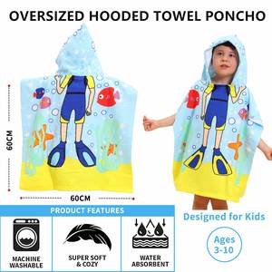 Serviette de bain à capuche pour enfants, séchage rapide, motif dessin animé, peignoir de plage pour enfants - Product Image 2