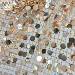 نسيج نانى 3 + 18 قماش دانتيل مطرز بالترتر مطرز قابل للذوبان في الماء متدلي من الذهب الوردي - Product Image 5