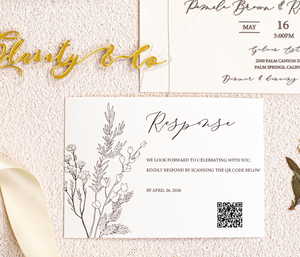 Elegante botanische Monogramm klare Acryl Hochzeits einladung karte mit minimalist ischen Pergament Wrap RSVP Karte moderne Ehe lädt ein - Product Image 4