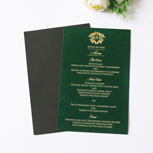 Carte de menu en velours vert émeraude de qualité supérieure, carte de menu pour café, bar, mariage, baptême, cérémonie, fête - Product Image 2
