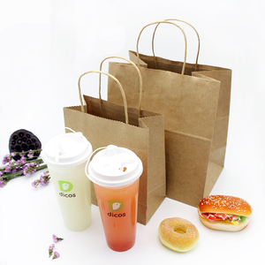 Impreso Emballage Sacchetti <span class=keywords><strong>Carta</strong></span> Boutique Compras Entrega de alimentos Sacar bolsas de papel con asas - Product Image 4