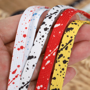Cordones Planos Unisex con Diseño de Tinta Salpicada de 8 mm de Ancho para Modelos <span class=keywords><strong>AJ1</strong></span>/Dunk - Pares en Negro/Blanco/Multicolor para Zapatillas/Calzado Casual - Product Image 1