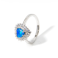 Bague en argent sterling S925 personnalisée OEM/ODM pour femmes, avec opale taille cœur et halo, idéale pour mariage et fiançailles