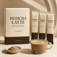 Sachets de poudre de latte Hojicha OEM sous marque privée, mélange de boisson au thé latte torréfié original, 20g, 10 sachets par boîte