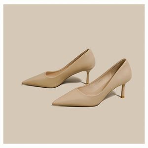 Escarpins <span class=keywords><strong>Nude</strong></span> en Cuir Véritable Souple pour Femme, Talons Hauts de 5 cm, Chaussures de Travail Confortables pour les Trajets Quotidiens, Professionnelles, Non Doublées, à Talon Bas - Product Image 2