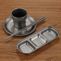 YolecenDirect Supply Vaisselle en acier inoxydable de luxe léger et rétro, ensemble de bols et de plats pour les restaurants de barbecue commerciaux, ancien gobelet à eau