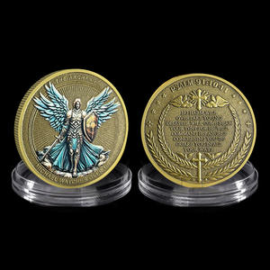 Moneda conmemorativa del Arcángel Miguel, moneda de desafío de comercio exterior, Salmo 91:10-11, moneda de coleccionista motivacional, fundición UV - Product Image 1