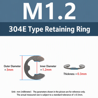 M1.2-M12 External Shaft Fastener 304 Stainless Steel E Clip Retaining Ring Washer for Shaft Grooves Motor Assembly