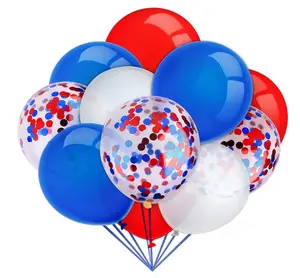 पार सीमा गर्म 12 इंच अमेरिकी स्वतंत्रता दिवस लेटेक्स गुब्बारा लाल, नीले और सफेद sequined गुब्बारा सेट