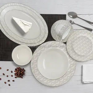 YDY – service de table personnalisé en porcelaine blanche et argentée, service de table en porcelaine fine italienne, vente en gros, 38 pièces