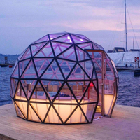Dôme géodésique de luxe de 16 pieds en verre pour glamping, hôtel igloo avec salle de bain et poêle