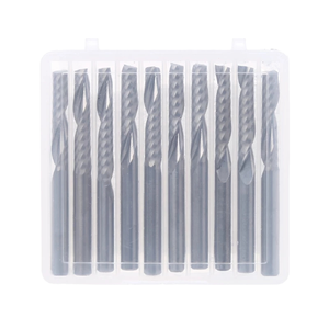 10 pcs/Set Carbide End Moinho Cortador De Madeira Cnc Bit Ferramentas Único Uma Flauta Espiral End Mills <span class=keywords><strong>Router</strong></span> <span class=keywords><strong>Bits</strong></span> Conjunto para Madeira Carpintaria - Product Image 1