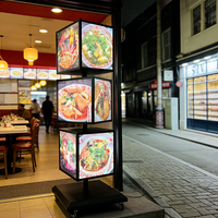 Panneau publicitaire rotatif à 4 faces et 4 écrans, boîte à lumière sur pied, résistant à la pluie, graphiques interchangeables, personnalisable