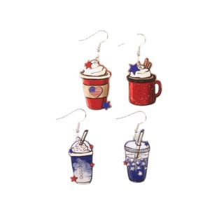 1 par de pendientes colgantes del Día DE LA Independencia del 4 de Julio café acrílico para mujer regalo de cumpleaños - Product Image 1